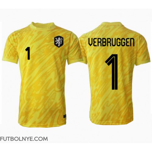 Camiseta Países Bajos Bart Verbruggen #1 Portero Visitante Equipación Eurocopa 2024 manga corta